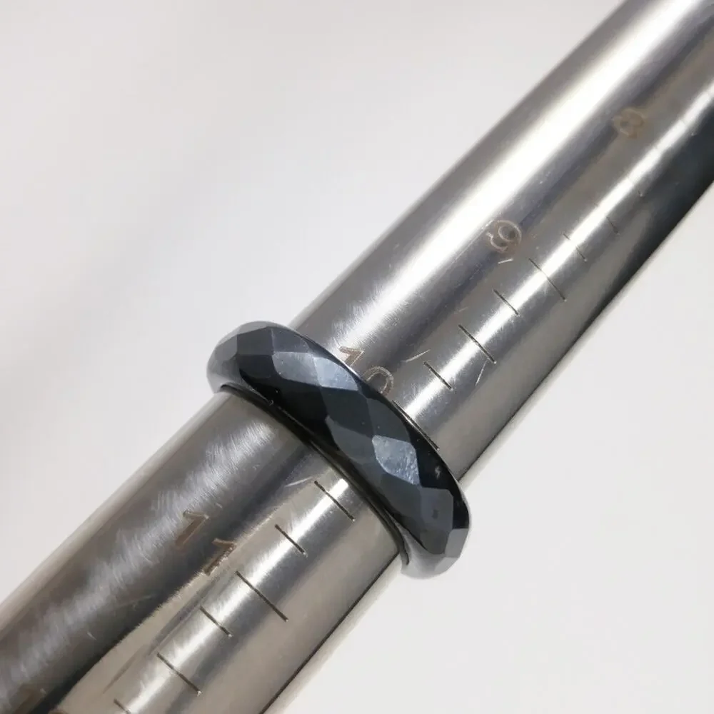 Hematite Magnetic Gemstone Unisex Ring US Size 10, Faceted Gemstone